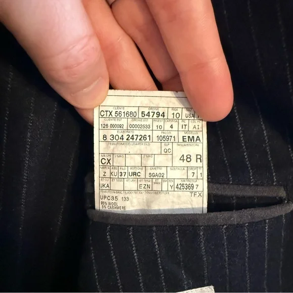 Ermenegildo Zegna Wool Navy Pinstripe Blazer Unlined Size 38 - Picture 8 of 8